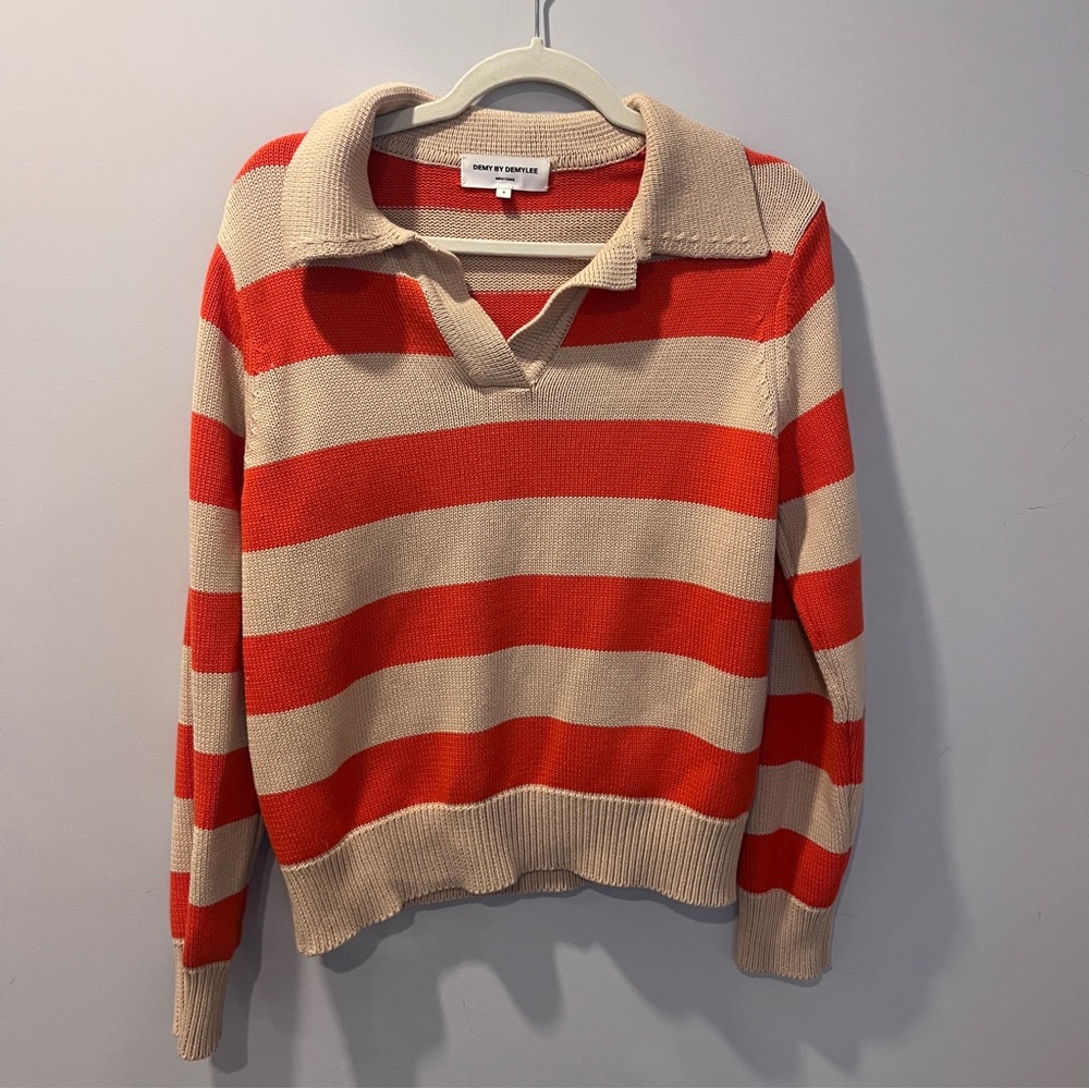 Demy by Demylee Cotton Rugby Sweater with Collar